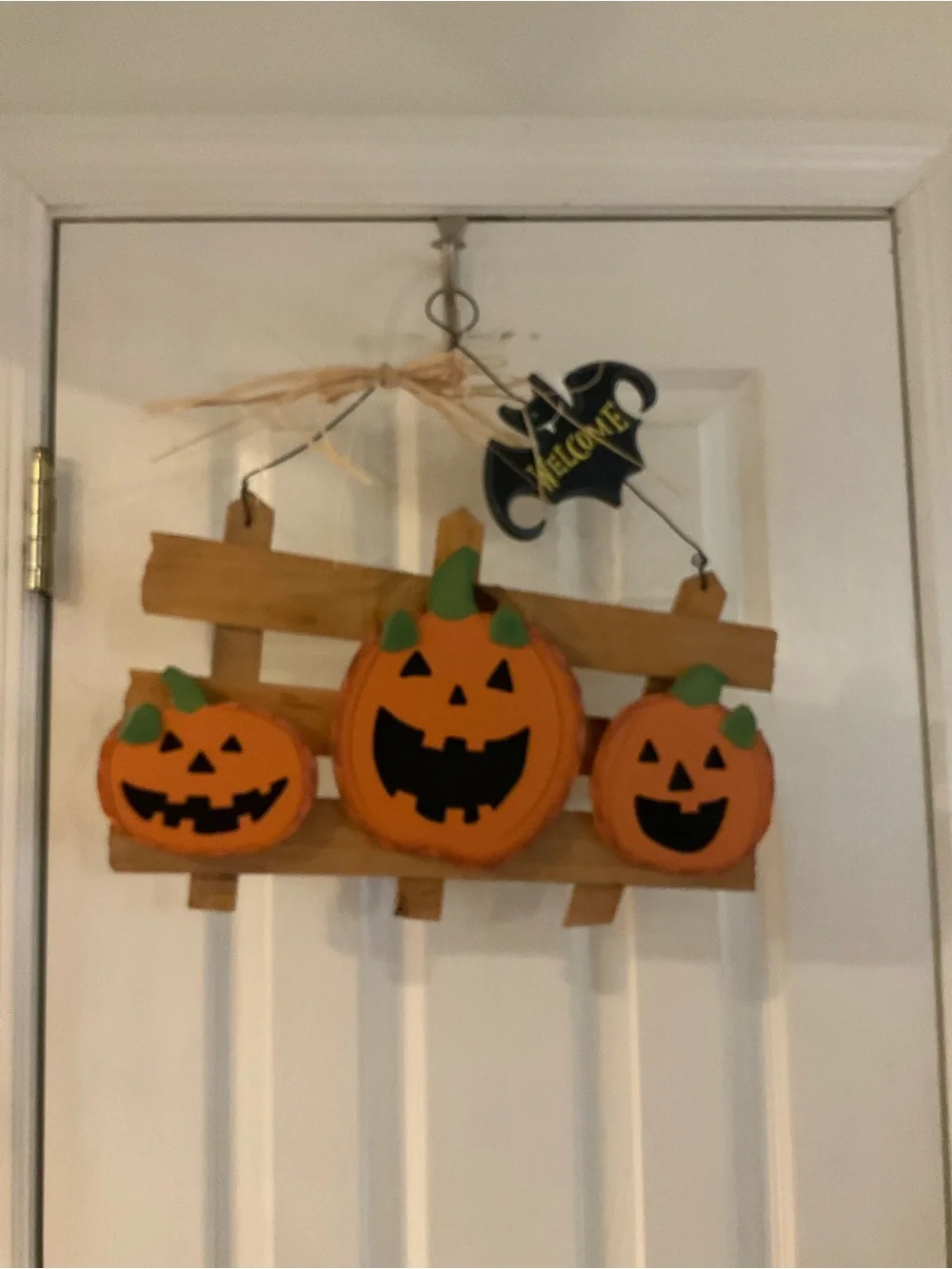 Orange Pumpkin Trio Wooden Wall/Door Hanging - Welcome Décor
